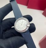 Cartier 30MM Ballon Blanc De With Diamond Bezel Blue Bracelet Watch